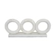 Hara Geometric Link Sculpture- 3 Circle Rings- White Marble 11 Inch