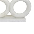 Hara Geometric Link Sculpture- 3 Circle Rings- White Marble 11 Inch