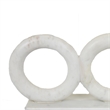 Hara Geometric Link Sculpture- 3 Circle Rings- White Marble 11 Inch