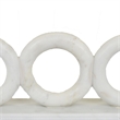 Hara Geometric Link Sculpture- 3 Circle Rings- White Marble 11 Inch