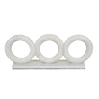 Hara Geometric Link Sculpture- 3 Circle Rings- White Marble 11 Inch