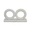 Hara Geometric Link Sculpture- 2 Circle Rings- White Marble 8 Inch