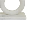 Hara Geometric Link Sculpture- 2 Circle Rings- White Marble 8 Inch