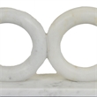 Hara Geometric Link Sculpture- 2 Circle Rings- White Marble 8 Inch