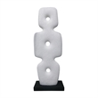 Abstract Totem Sculpture- Cutout Center- Pedestal- White Resin 20 Inch