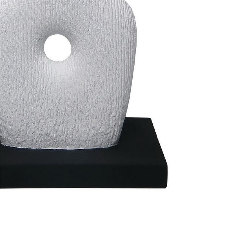 Abstract Totem Sculpture- Cutout Center- Pedestal- White Resin 20 Inch