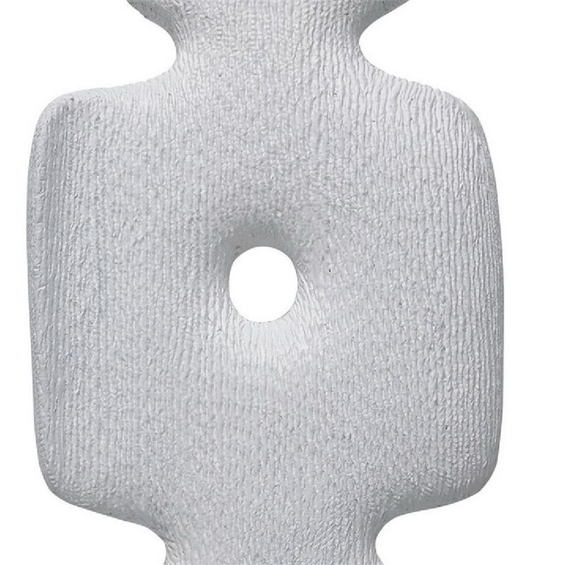 Abstract Totem Sculpture- Cutout Center- Pedestal- White Resin 20 Inch