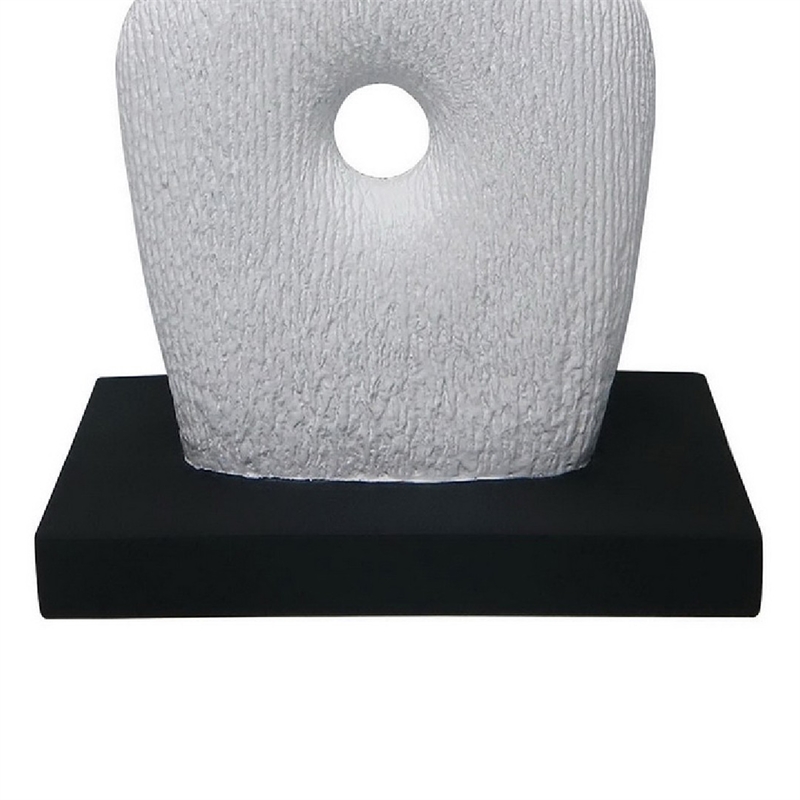 Abstract Totem Sculpture- Cutout Center- Pedestal- White Resin 20 Inch