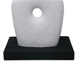 Abstract Totem Sculpture- Cutout Center- Pedestal- White Resin 20 Inch