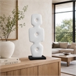 Abstract Totem Sculpture- Cutout Center- Pedestal- White Resin 20 Inch