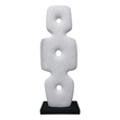Abstract Totem Sculpture- Cutout Center- Pedestal- White Resin 20 Inch