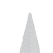 Decorative Pyramid Sculpture- Horizontally Ribbed White Resin 15 Inch