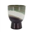 Decorative Planter- Tapered Body- Flared Pedestal- Gray Ceramic 10 Inch