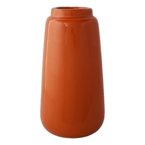 Decorative Vase- Cylindric Body- Narrow Top- Burnt Orange Ceramic 12 Inch