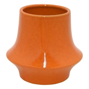 Seny Decorative Vase- Narrow Neck- Flared Base- Orange Ceramic 9 Inch