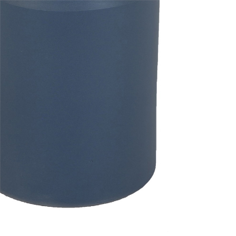 Sculptural Totem Vase- Stacked Geometric Accents- Blue Ceramic 16 Inch