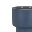 Sculptural Totem Vase- Stacked Geometric Accents- Blue Ceramic 16 Inch