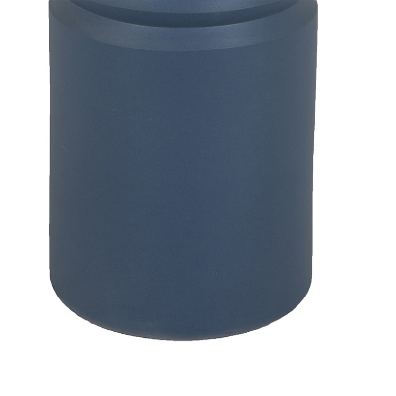 Sculptural Totem Vase- Stacked Geometric Accents- Blue Ceramic 16 Inch