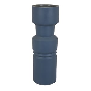 Sculptural Totem Vase- Stacked Geometric Accents- Blue Ceramic 16 Inch