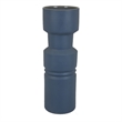 Sculptural Totem Vase- Stacked Geometric Accents- Blue Ceramic 16 Inch