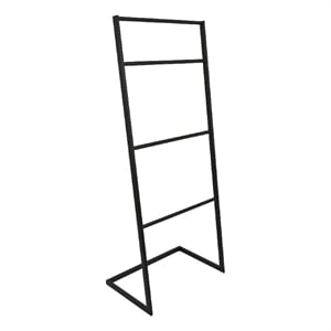 Freestanding Towel Quilt Rack- 4 Rungs- Built-in Base- Black Metal 39 Inch