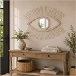 Ruhy Decorative Wall-Mounted Mirror with Eye-Shape Design- White Wood
