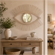 Ruhy Decorative Wall-Mounted Mirror with Eye-Shape Design- White Wood