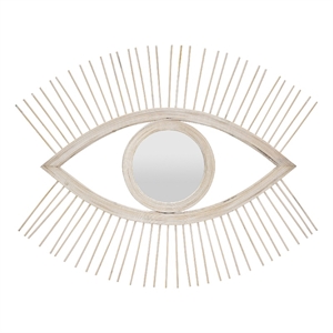 Ruhy Decorative Wall-Mounted Mirror with Eye-Shape Design- White Wood