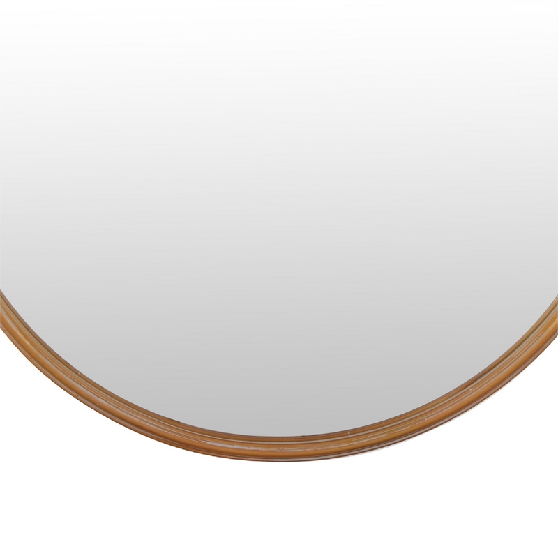 Drek Traditional Round Wall Mirror with Ornate Crest Top- Gold Metal 24x27