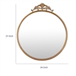 Drek Traditional Round Wall Mirror with Ornate Crest Top- Gold Metal 24x27