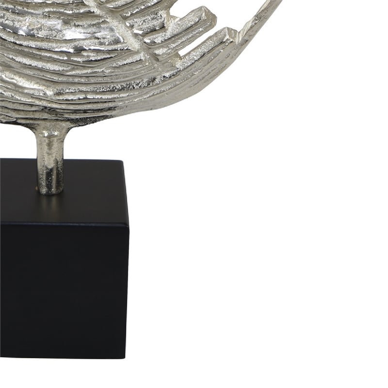 Steve Abstract Ring Sculpture with Black Pedestal Stand- Textured Silver