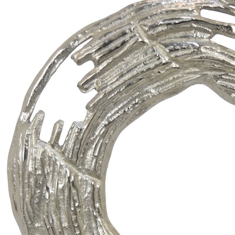 Steve Abstract Ring Sculpture with Black Pedestal Stand- Textured Silver