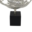 Steve Abstract Ring Sculpture with Black Pedestal Stand- Textured Silver