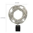 Steve Abstract Ring Sculpture with Black Pedestal Stand- Textured Silver