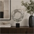 Steve Abstract Ring Sculpture with Black Pedestal Stand- Textured Silver