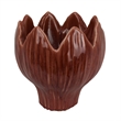 Siena Decorative Planter with Petal Edge Design- Red Ceramic 10 Inch