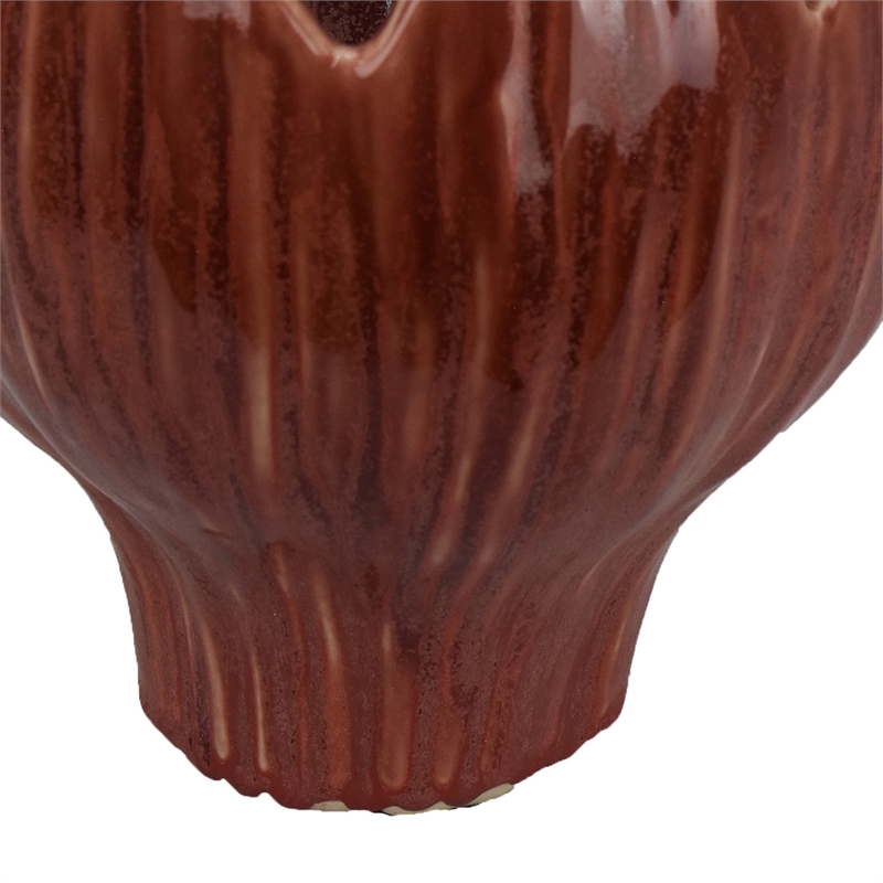 Siena Decorative Planter with Petal Edge Design- Red Ceramic 10 Inch