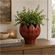 Siena Decorative Planter with Petal Edge Design- Red Ceramic 10 Inch