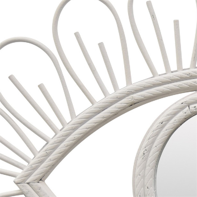 Davie Eye-Shaped Wall Mirror with Loop Details- White Natural Fiber