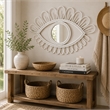 Davie Eye-Shaped Wall Mirror with Loop Details- White Natural Fiber