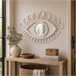 Davie Eye-Shaped Wall Mirror with Loop Details- White Natural Fiber