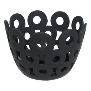Laura Round Bowl with Circular Cutout Patterns- Black Ceramic 11 Inch