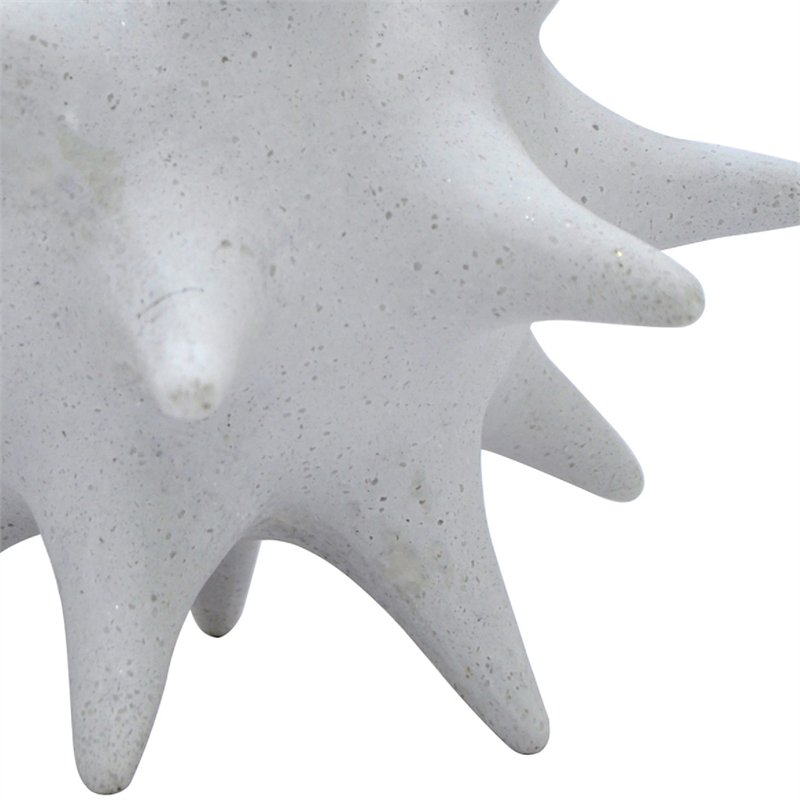 Xyla Decorative Orb with Spiked Starburst Patterns- White Resin 8 Inch
