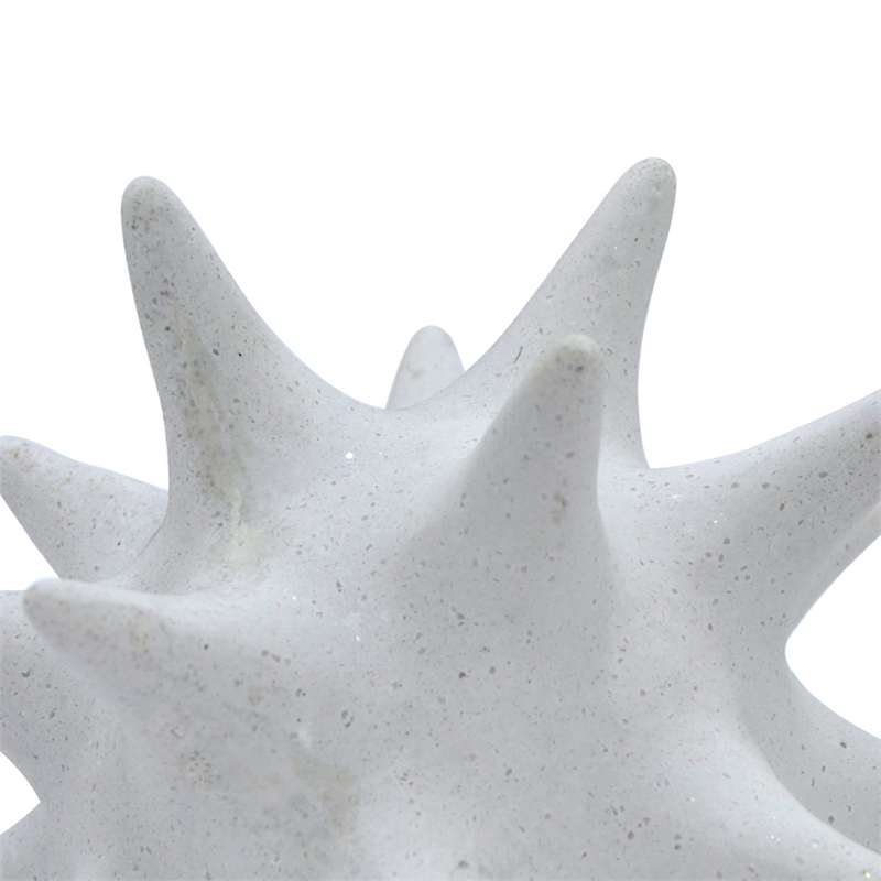 Xyla Decorative Orb with Spiked Starburst Patterns- White Resin 8 Inch