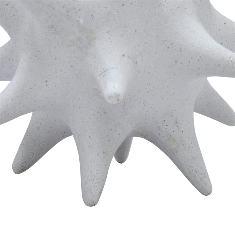 Xyla Decorative Orb with Spiked Starburst Patterns- White Resin 8 Inch