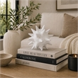 Xyla Decorative Orb with Spiked Starburst Patterns- White Resin 8 Inch