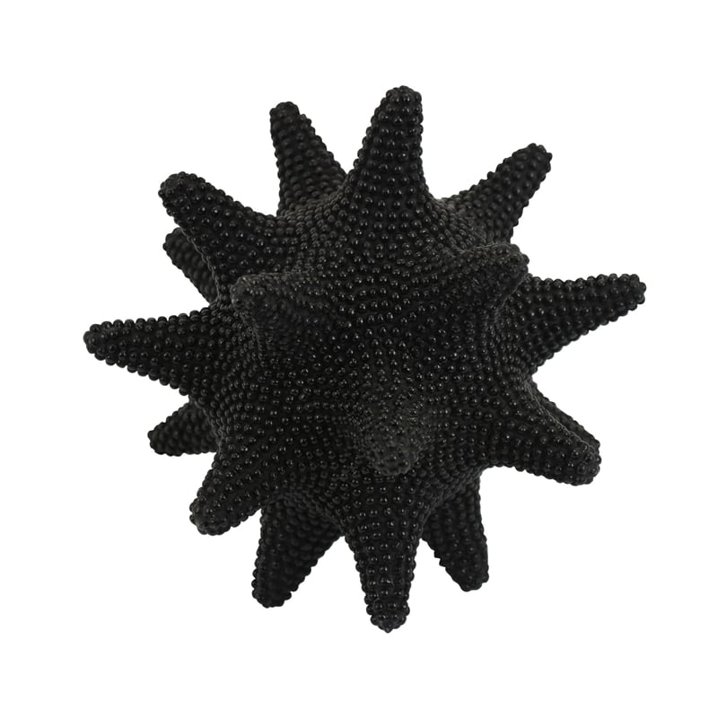 Noah Decorative Orb Sculpture with Spiked Details- Black Resin 8 Inch