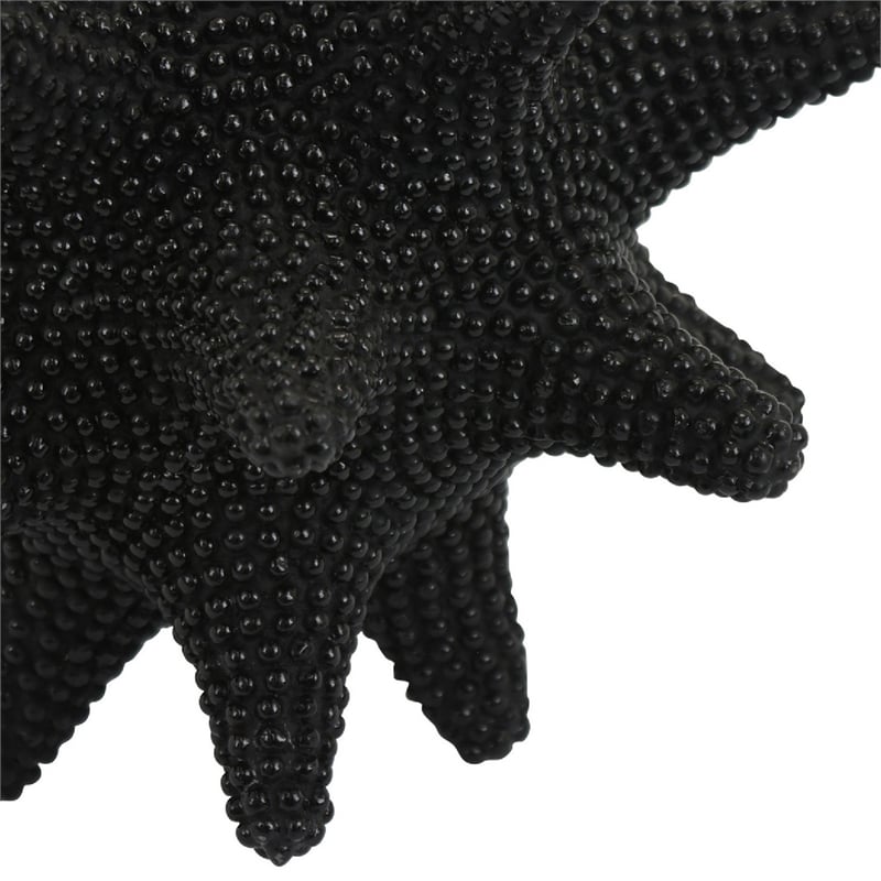 Noah Decorative Orb Sculpture with Spiked Details- Black Resin 8 Inch