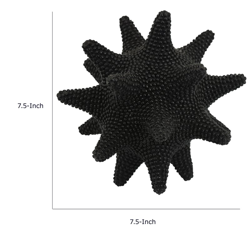 Noah Decorative Orb Sculpture with Spiked Details- Black Resin 8 Inch