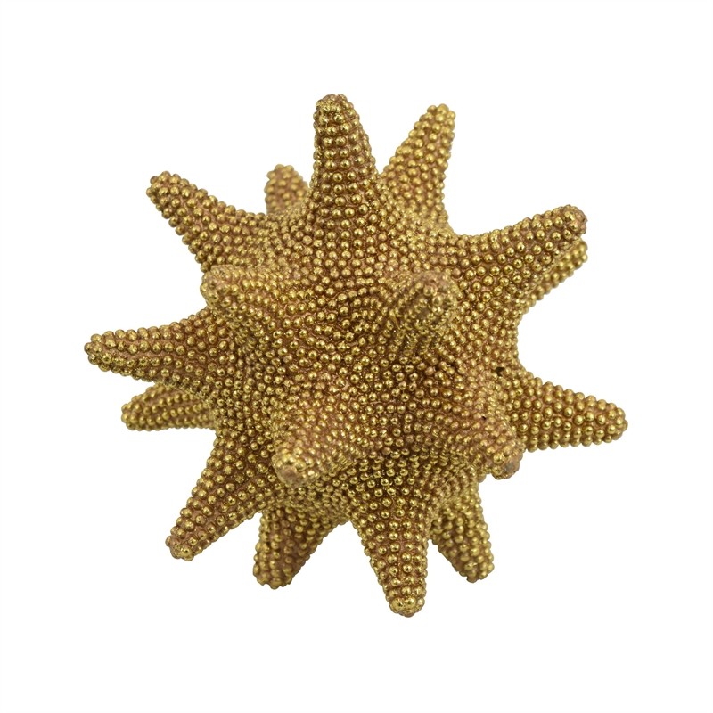 Noah Decorative Orb Sculpture with Spiked Details- Gold Resin 8 Inch